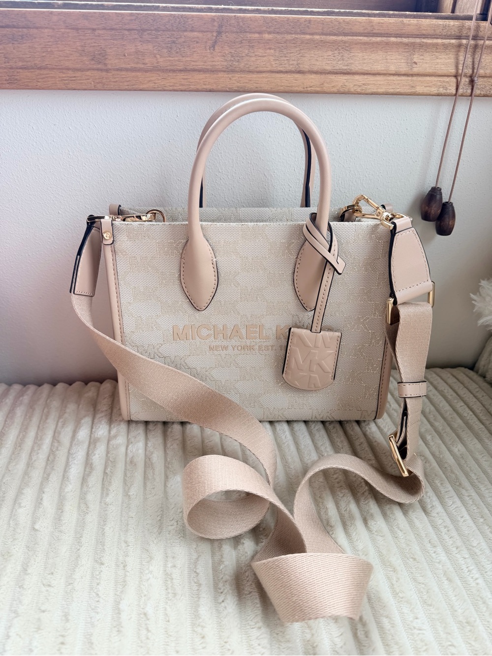michael kors mirella medium logo tote purse